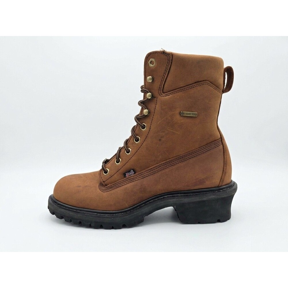Justin WK612 Gortex  Safety Logger Boots Mens  Brown Leather Steel Toe 9.5D